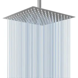 Rain Shower Head - High Flow Large Rainfall Shower Heads Made of Stainless Steel - Waterfall Bathroom Square Showerhead - Ceiling or Wall Mount (12" Brushed Nickel)