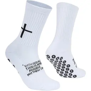 Cross Grip Soccer Socks - Anti-Slip Grips Sports Sock with Bible for US 6-13