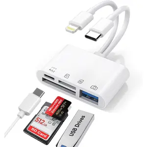 SD Card Reader for  iPad Android, USB-C & Lightning to SD/MicroSD Card Adapter with Fast  Port, Memory Card Reader for Camera Adapter, Support SD,  SD, USB 3.0, No App Required