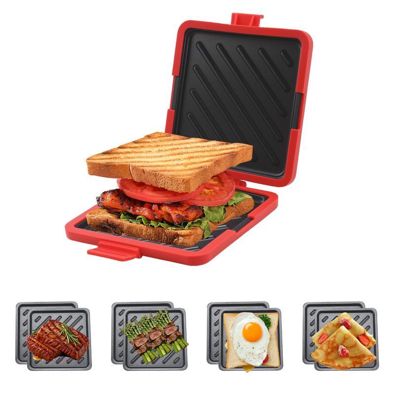 Microwave Toaster & Multi-functional Sandwich Maker, Quick Cooker for Waffles, Panini, and Sandwich Presses, High-temperature Resistant Material for Even Heating, Easy Meal Prep Tool, Fast Breakfast, Dishwasher Safe, Easy Clean
