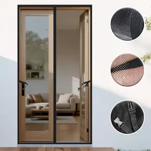 AIYYIPA Summer Magnetic Screen Door - Easy Installation, Strong Magnetism Auto-seal Design, Durable Fiberglass, Prevents Insects Fly Door Curtain, Black Door Barrier for Indoor/Outdoor Use in Modern Homes
