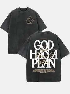 God Has a Plan Tshirt - Inspirational Design with Jeremiah 29:11 Quote for Men and Women Casual Crewneck Shortsleeve Top Clothes Plain graphic shirts