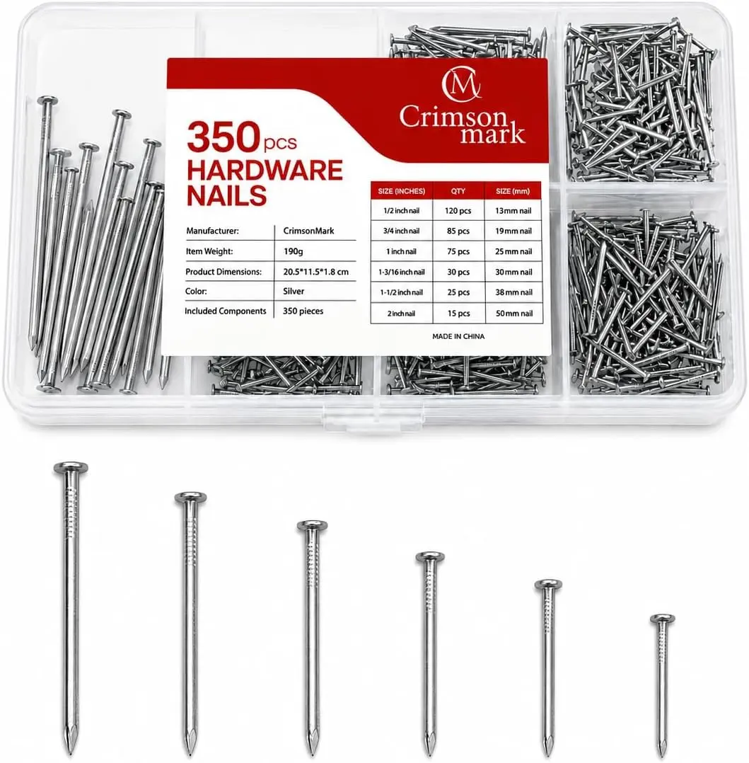 CrimsonMark Nails Assortment Kit - 350 PCS