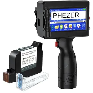 P15 handheld inkjet printer for flat surface 0.5 inch nozzle for qrcode barcode production date time logo batch number print on glass bag carton box wood cloth plastic cable (25 languages) Fathersdaygift