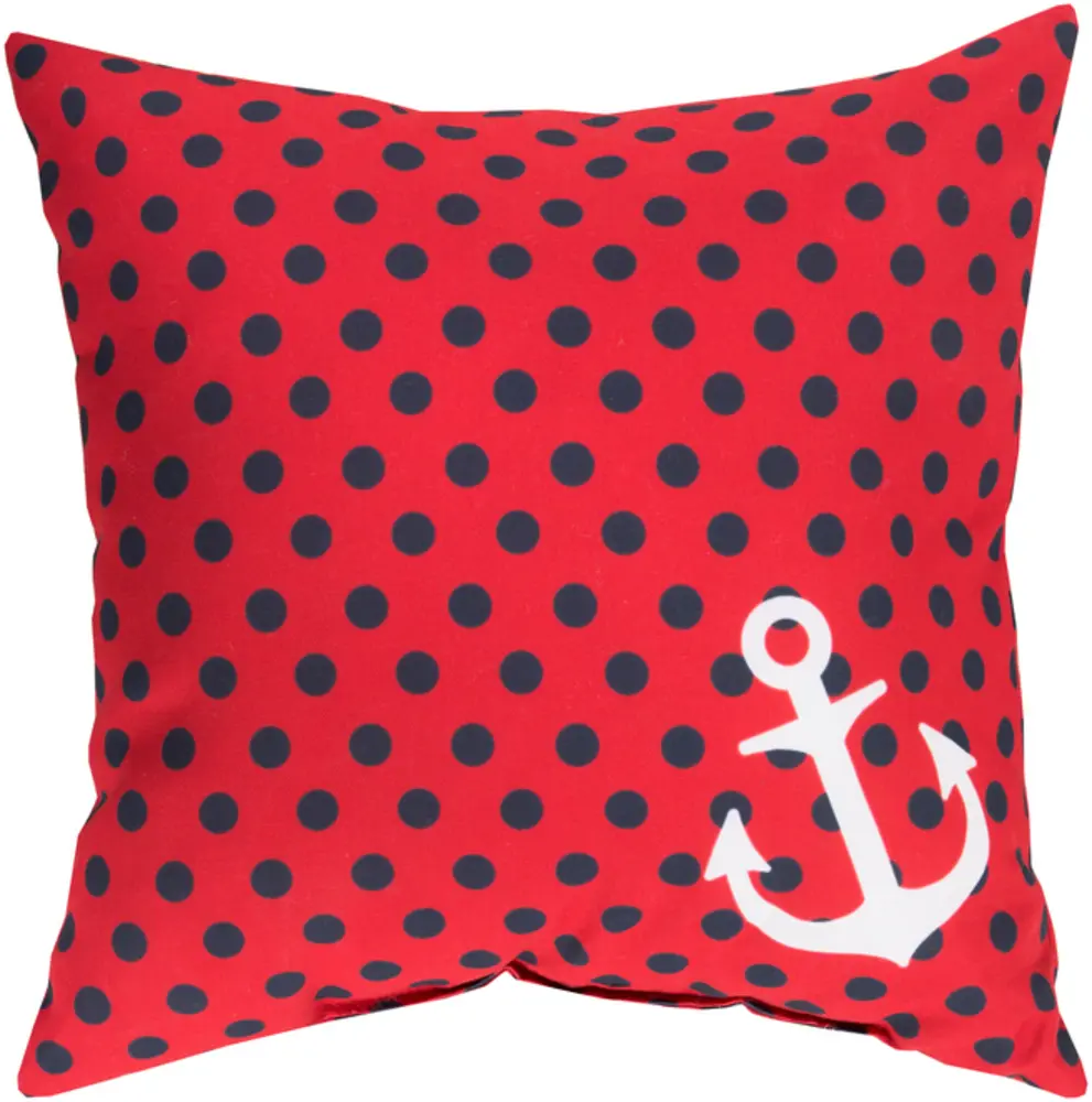 Livabliss RG126-2626 Nautical Polyester Throw Pillow - 26x26x5 in Large Red, Water Resistant, Trendy Design, Indoor/Outdoor Use