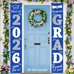 Congratulations Graduation Banner Set, Hanging Decoration for Porch, Perfect Outdoor & Indoor Decor, Ideal for Home Yard Garage, Yard Sign Banner