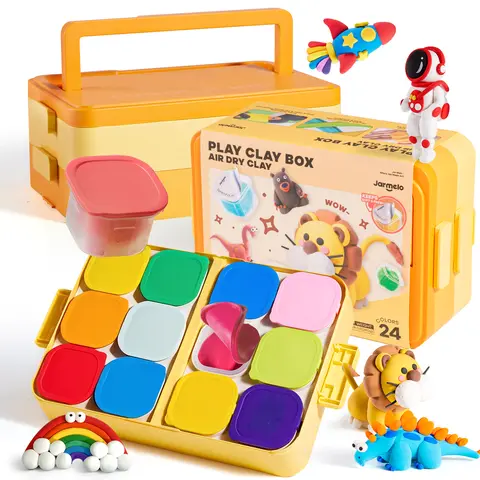 Jar Melo Soft & Moldable Air Dry Clay Kit for Kids - Art Kits with Storage Box, Sculpting Tools, DIY Molding Clay, Kids Toys for Crafts Gift, Fidget Sensory toys,gift for kids