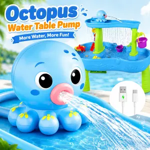 Octopus Water Table Pump — 4X Stronger Flow, 3-Hour Rechargeable Battery | Fits Step 2 & Most Water Tables | No-Drill Setup, Ultra Quiet | Outdoor Water Toys for Toddlers & Kids
