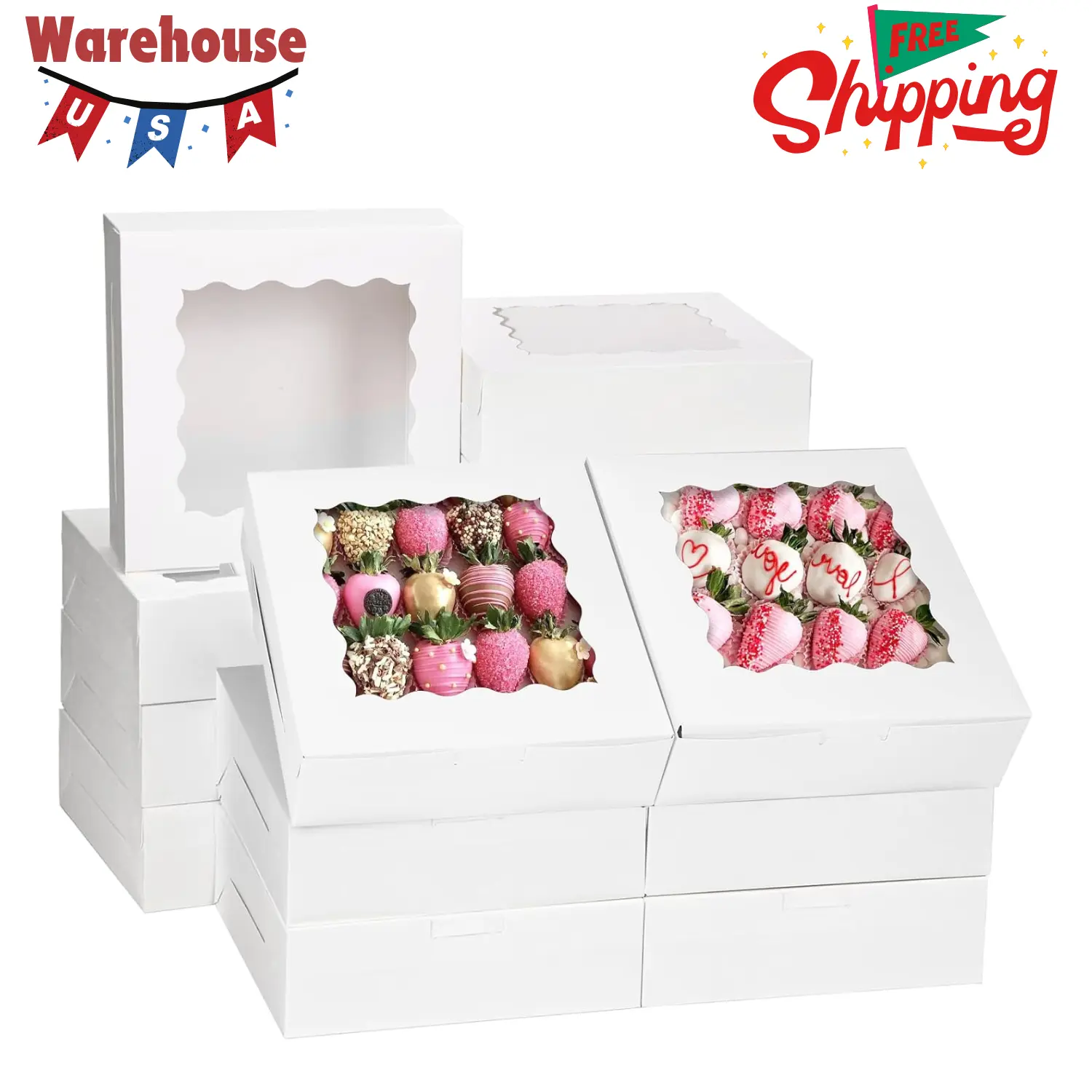 30pcs Bakery Boxes, 8x8x2.5 Cookie Boxes 30pcs Bakery Boxes, 8x8x2.5 Cookie Boxes