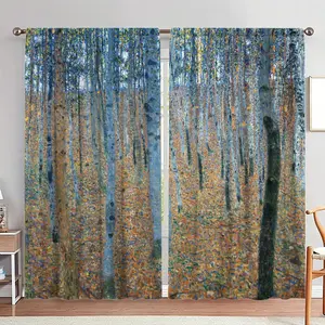 Forest Tree Pattern Door Curtain, 1 Set Colorful Tree Printed Door Curtain, Home Decor for Living Room Bedroom Study Room