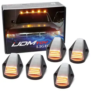 iJDMTOY Semi-Clear Lens Amber Yellow Full LED Cab Roof Marker Lamps Replacement For Ford 1980-1997 F150 F250 F350, Also Universal Fit For Other Trucks