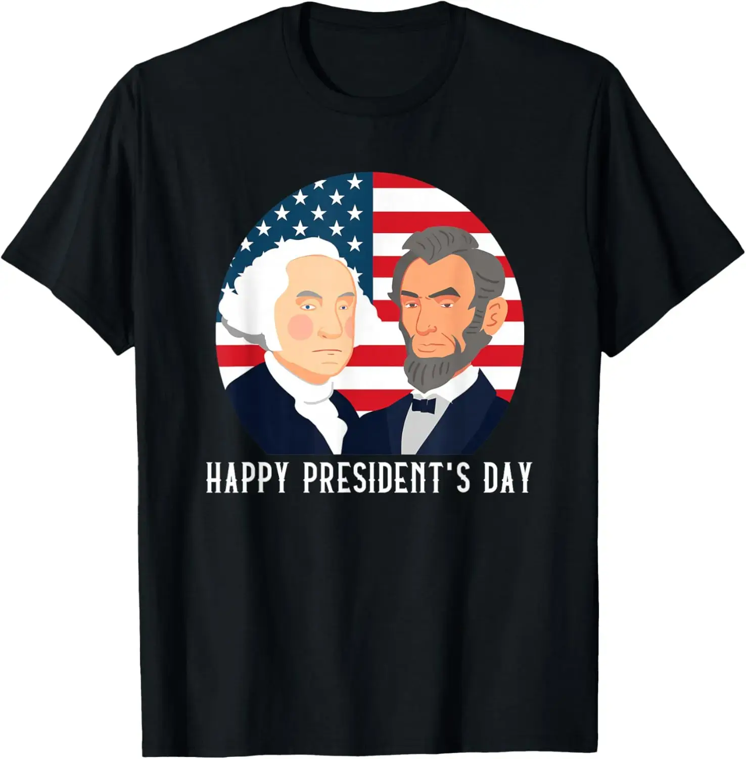 Men's Pure Cotton Happy President's Day Washington Lincoln Graphic T-Shirt - Streetwear, Shortsleeve, Casual, Loose, Round Neck Menswear Top, Gift for Men, Tshirt