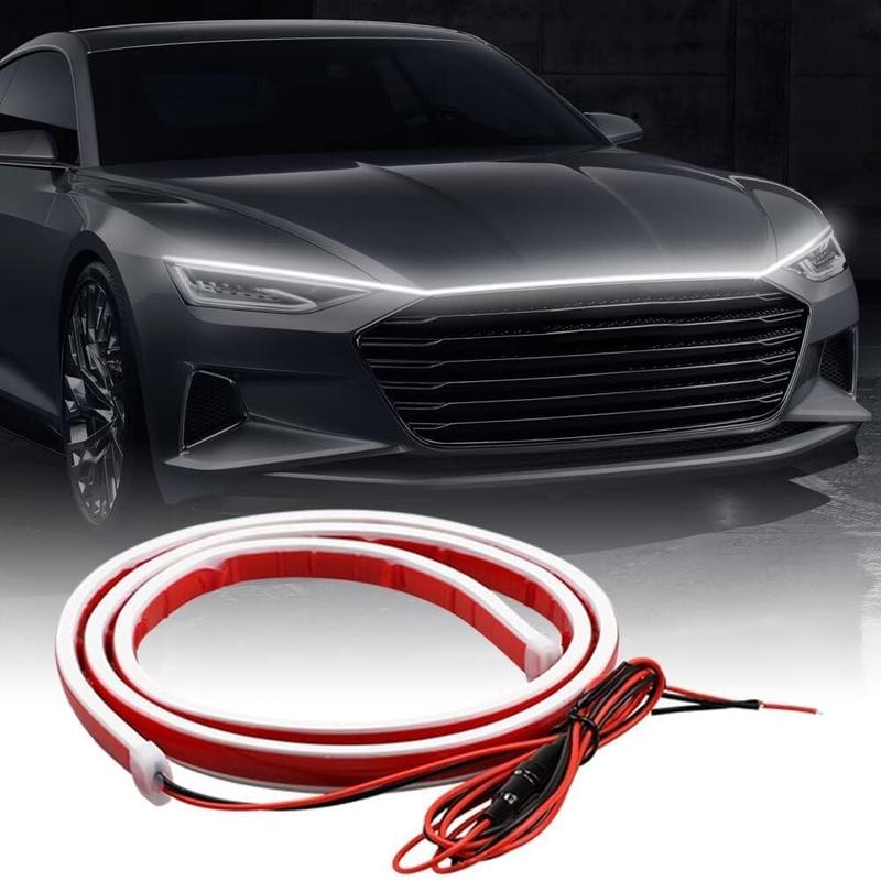 Car Hood Light Strip, 70 Inch 12V Flexible Waterproof LED Lights for Car, Universal Engine Cover Decoration Accessories for Cars, SUVs, Trucks, Dynamic Scan Start-up Effect