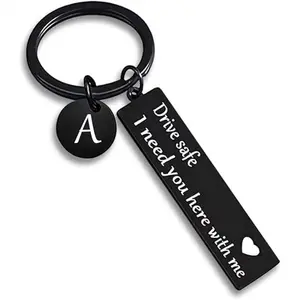 Personalized Drive Safe Keychain For Boyfriend 26 Letter Keychain Perfect Gift For Birthday Christmas Stocking Stuffers Mens Accessories Outdoor Fun L22