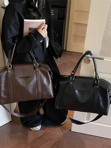 Large Capacity Short Trip Zipper Travel Bag for Women, New Vintage Handbag Shoulder Boston Bag, Fashion Crossbody Bag, Travel Duffle Bag