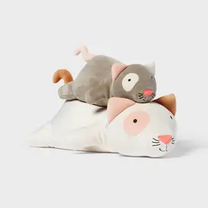 Cat and Baby Weighted Plush Kids' Throw Pillow Cream - Pillowfort