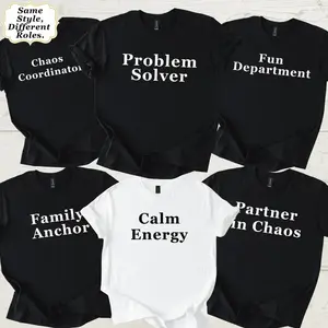 Matching But Different Family Shirts, Minimal Family Tee Set, Modern Matching Family Outfit, Personalized Family T Shirts