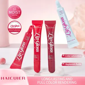 Moisturizing Lip Gloss Tube, HAICUIER Tinted Lip Plumper Gloss, Long Lasting Shiny Lip Makeup, Hydrating Lip Balm for Plump Lips
