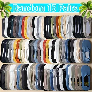 15 Pairs Women Men's Summer Breathable Lightweight No-Show Crew Socks - Seamless Waffle-Knit Design, Assorted Solid Colors for Casual & Outdoor Wear, Machine Washable, Ideal Gift for Men Womenswear Bridal