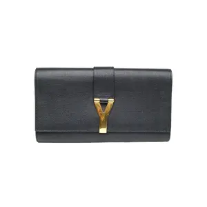 Pre-owned Yves Saint Laurent 【Diz】 Black Y Hardware Clutch Bag Black Calfskin