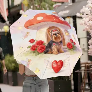 Mushroom House Yorkshire 8-Bone Windproof Umbrella, Automatic Open/close Travel Umbrella, UV Protection, Durable Polyester Fabric