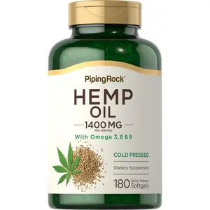 Piping Rock Hemp Oil Capsules 1400mg | 180 Softgels | Omega 3 6 9 | Cold Pressed | Gluten Free Supplements, Non-GMO