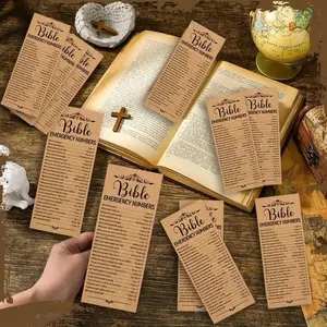 50 Bible Emergency Number Bookmarks, Religious Gift Tags, Church Welcome Gifts, Sunday School Prizes, Book Accessories