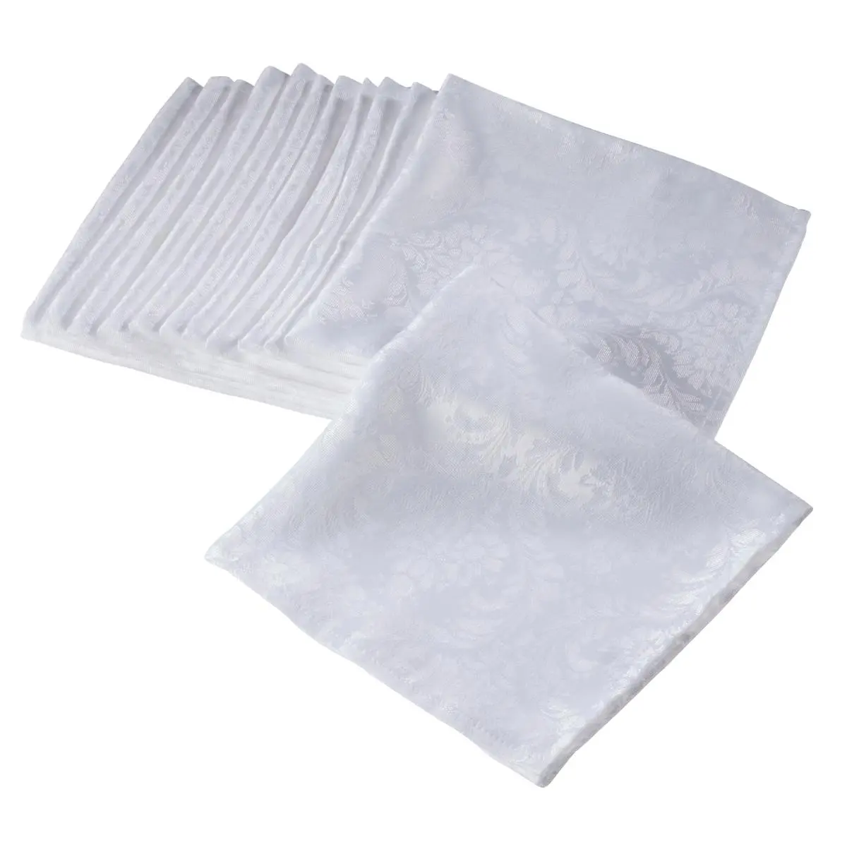 SARO 6115.W20S 12-Piece Square Shape Damask-Patterned Dining Napkins - 20 in., White, Luxurious Look, for Host or Hostess Luxurious Dining Decor, Paper Napkins