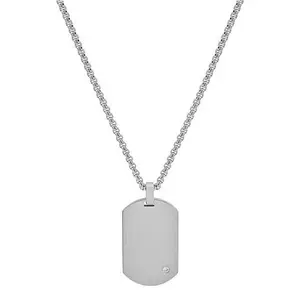 Geoffrey Beene Men's Stainless Steel CZ Dog Tag Pendant Necklace Geoffrey Beene Men's Stainless Steel CZ Dog Tag Pendant Necklace