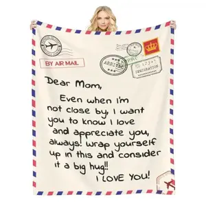 Dear Mom Love Blanket Ultra-Soft Flannel Personalized Cozy Throw for Mom's Day Custom Name Plush Sherpa Gift for Her Home Decor Comfort Essentials