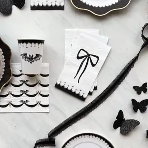Elegant Black Bow Napkins