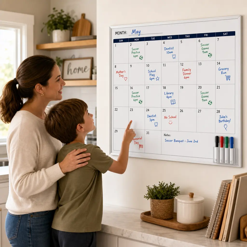 48in*36in / 30in*15in Large erasable whiteboard calendar | Reusable monthly/weekly grid wall planner for office, home, and school | Includes 3 markers | Perfect for family schedules, fitness/yoga plans, shopping, and event planning gift farmhouse