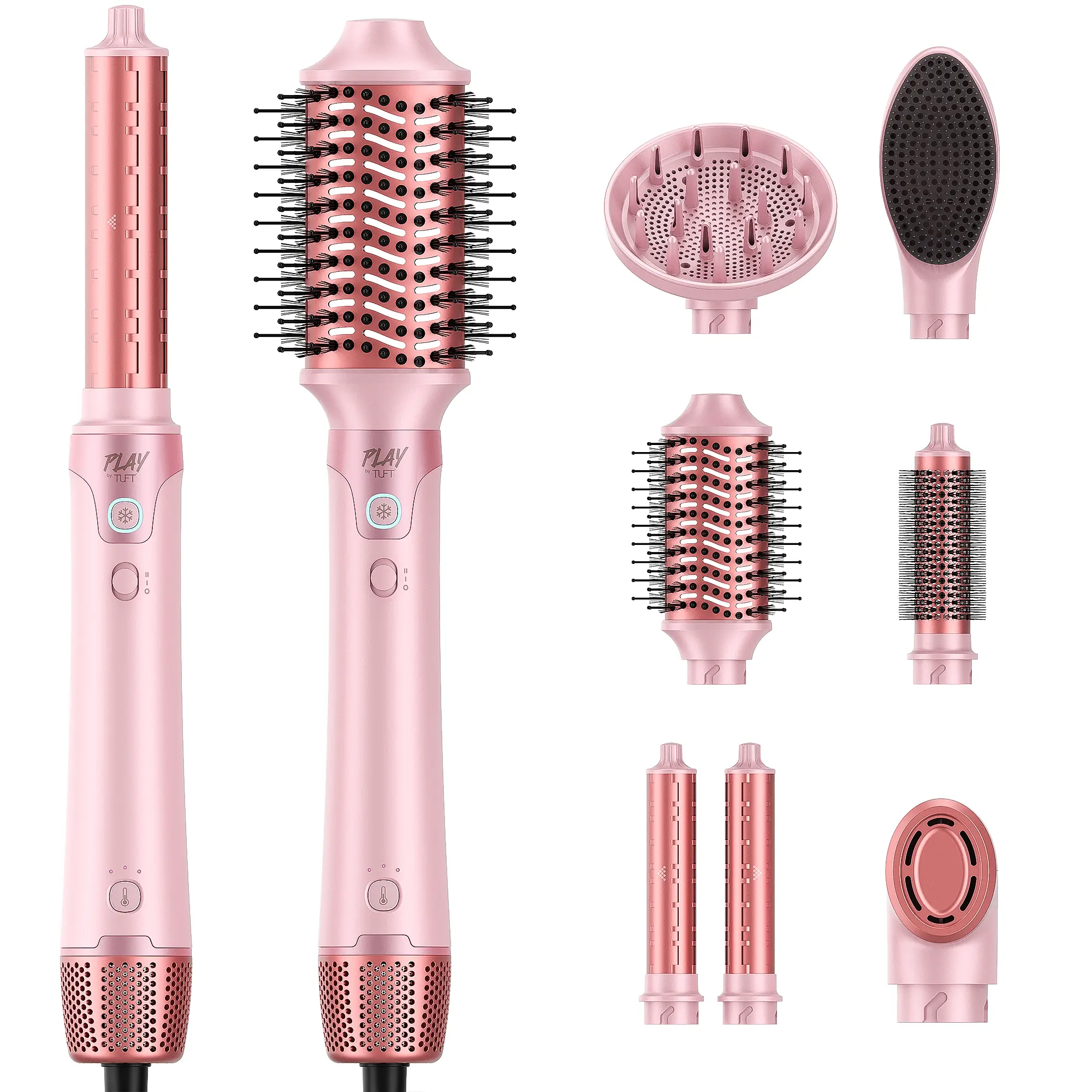 【Coupon Available】PLAY BY TUFT 7-in-1 Ionic Hot Air Styler, Auto Air Wrap 110,000 RPM High-Speed Dryer Curler, Volumizing Wavy Comb, Thermal Brush Blowout Tool, Multi-functional Styling Curler, Smooth Results No Heat Damage, Perfect Present for Women Gift