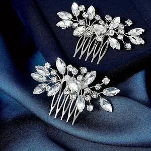 2 Pcs Elegant Bridal Hair Combs, Rhinestone Silver Side Combs, Women's Hair Accessories, Suitable for Bridesmaids, Quinceanera, and Gorgeous Hair Decoration