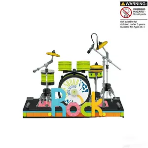 Music Equipment Series Drum Set Building Blocks Model Kit, Unisex Collectible Display Item, Perfect Gift for Holidays and Birthdays