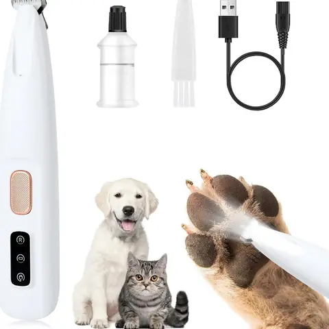 Dog & Cat Grooming Clippers - Compact Waterproof Shaver with LED Light, 18mm Widen Blade, USB Rechargeable, Low Noise, 1-Button Start, Precision Trim, Pet Grooming Hair Care Accessory