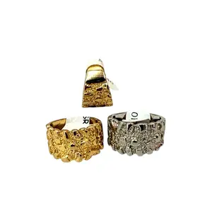 ring, with gold nugget design, 14K gold plated.