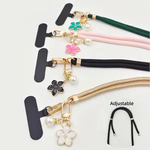 1pc, Outdoors Adjustable Crossbody Cell Phone Lanyard with Flower Charm, Phone Charms, Phone Chain, Multifunctional and Anti-loss Strap, Durable Nylon Material, Fits Most Phone Cases, Adjustable Phone Strap, Phone Accessories