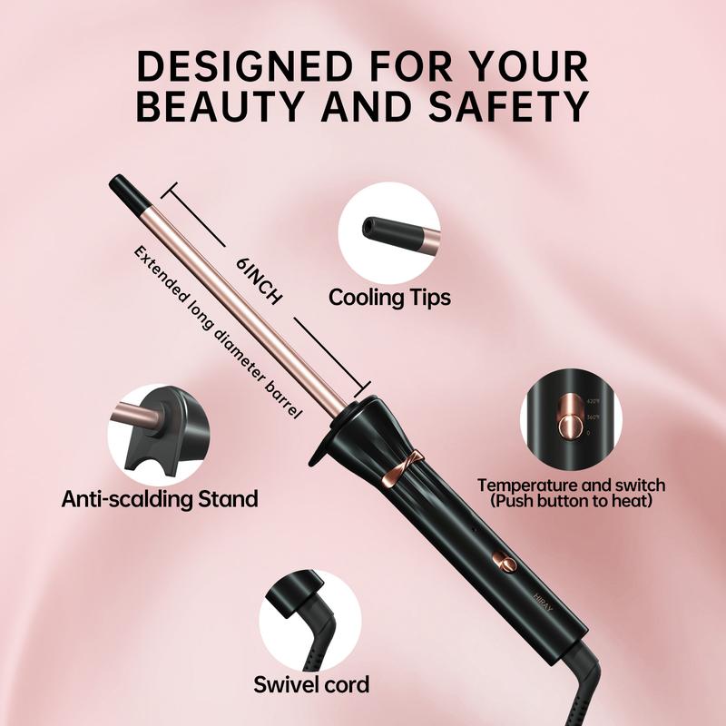 3/8 Inch Curling Iron,9mm Tiny Curling Wand,Ceramic Small Barrel Curling Iron with Adjustable Temperature,Fast Heating,for Short & Long Hair Black