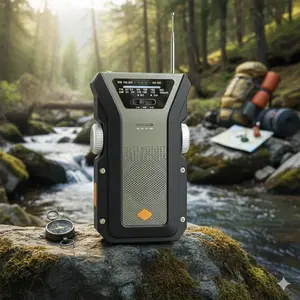 Portable Emergency Radio, Solar & Hand Crank Powered, NOAA Weather Alert, AM/FM, 4000mAh Power Bank, LED Flashlight & SOS Signal, Fast USB-C Charging, Essential for Outdoor Adventures, Camping, Home Emergency & Survival Kits.