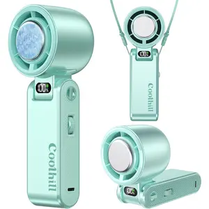 Handheld Portable Fan with Built-in Ice Cooler, 100 Adjustable Speed Levels and 5500mAh Rechargeable Battery, Long Lasting Personal Cooling Fan for Travel and Outdoor Activities