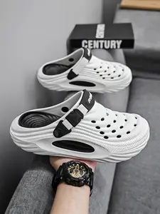 Men's Summer Outdoor Sandals, Thick Sole Waterproof Anti-Slip, Large Size Cool Slippers, Slide Slippers, Non Slip Slippers, Breathable Holey Shoes for Men, Footwear