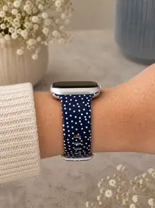 Navy Blue Polka Dot Watch Band – Classic White Dot Design for Smart Watches
