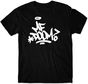 100% Cotton MF Doom T-Shirt Men Shirt Rap Cotton Printed Short Sleeves Hip-Hop Top Tee Black
