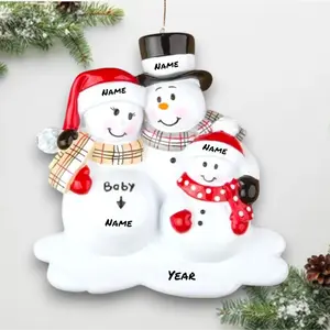 Personalized We’re Expecting Christmas Ornament – Family of 3 with Baby on the Way – Custom Names & Year – Snowman Holiday Keepsake