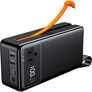 Portable Power Station with AC Outlet Power  for Camping Essentials Small Electric Mini Generator Large  Plug in Output 60W Type-C Laptop  Backup Outdoor  99.9Wh, Black