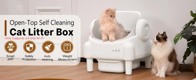 PARUUNTYS x TAYACICY Self Cleaning Litter Box,Open Top Automatic Litter Box with App Control for Multiple Cats, Safety Sensors Protection, Odor Control Includes 2 roll Liners,Large Waste Bin, Cream White(Only supports 2.4G Wifi) PARUUNTYS x TAYACICY Self Cleaning Litter Box,Open Top Automatic Litter Box with App Control for Multiple Cats, Safety Sensors Protection, Odor Control Includes 2 roll Liners,Large Waste Bin, Cream White(Only supports 2.4G Wifi)