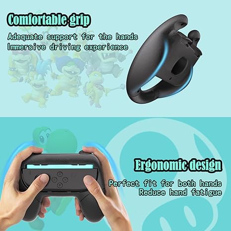 HEYSTOP Switch 2 Controller Grip [4-Pack] - Ergonomic Steering Wheels, Gaming Accessories for Racing & Sports Games