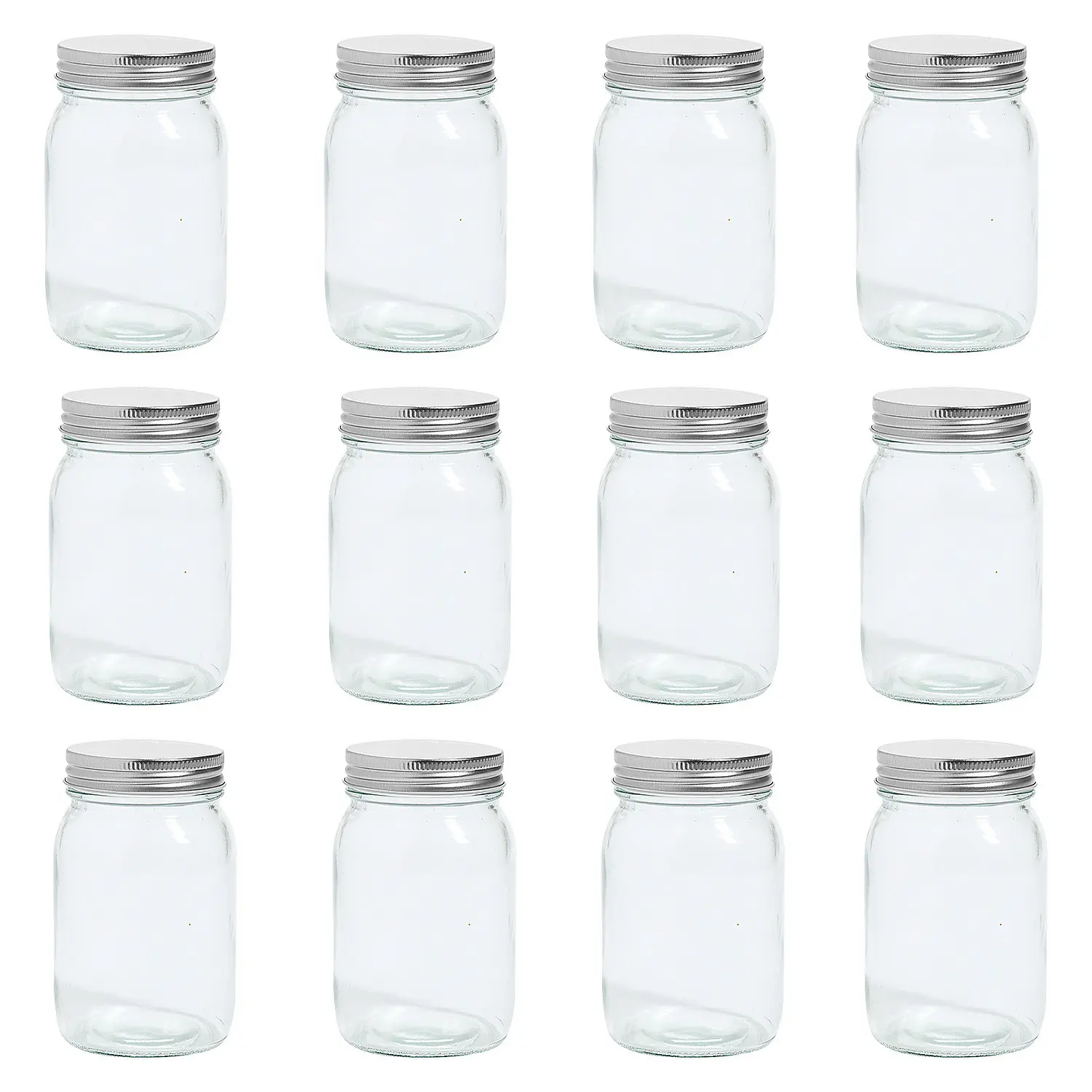 Pint Glass Mason Jars with Lids - 12 Pc.