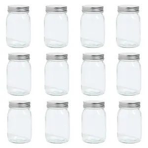 Pint Glass Mason Jars with Lids - 12 Pc.